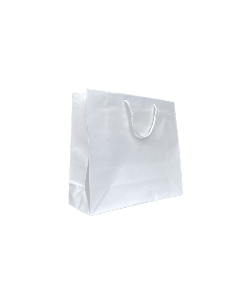 White paper bag with white cord handles