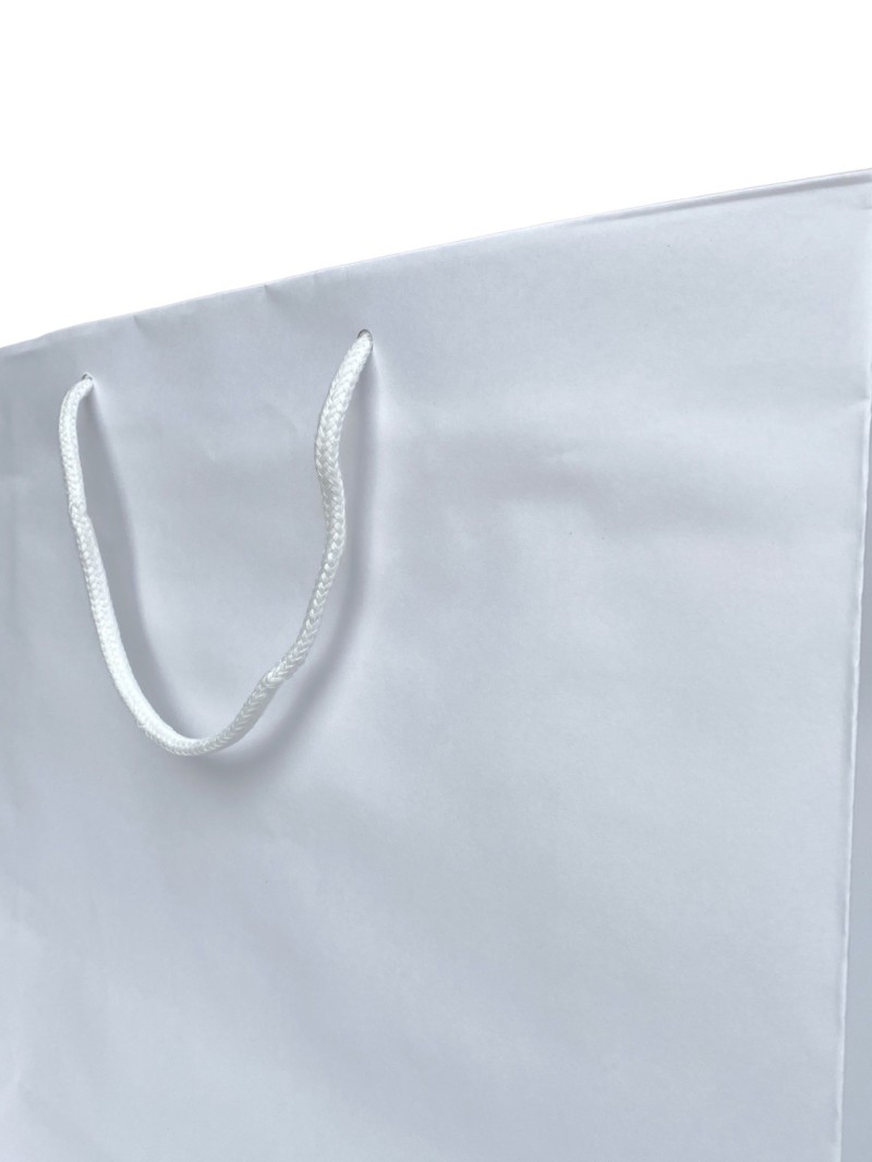 White paper bag with white cord handles