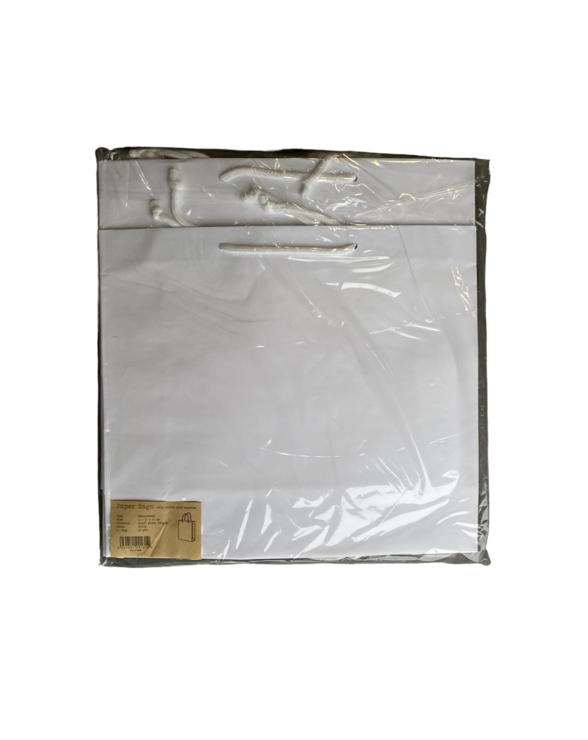 White paper bag with white cord handles