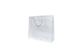 Asa de bolsa de papel blanca Cordón blanco