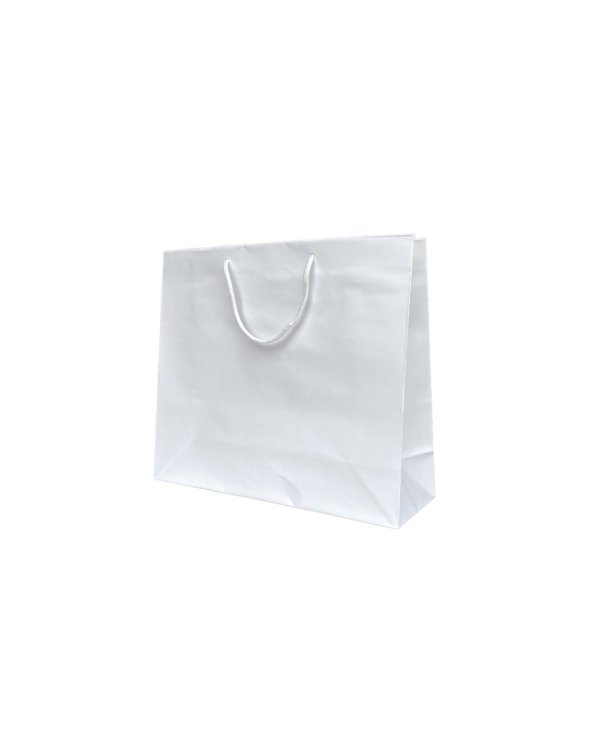 White paper bag with white cord handles