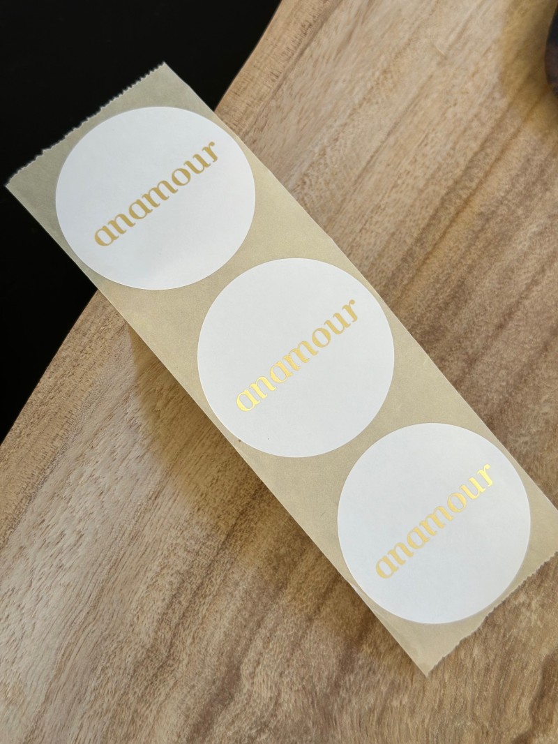 Runde Etikette - Weiß (Logo in Gold/Silber)