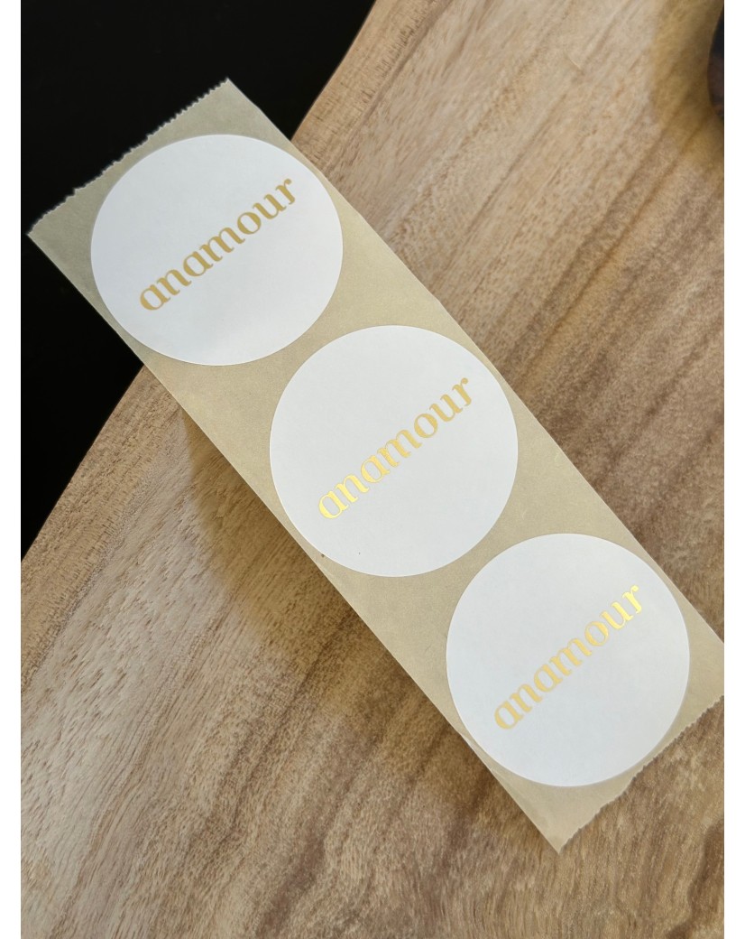 Runde Etikette - Weiß (Logo in Gold/Silber)