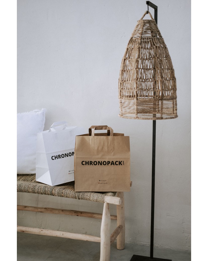 DRAAGTAS MET PLAT HANDVAT - KRAFT TAKEAWAY (32X21X33CM)