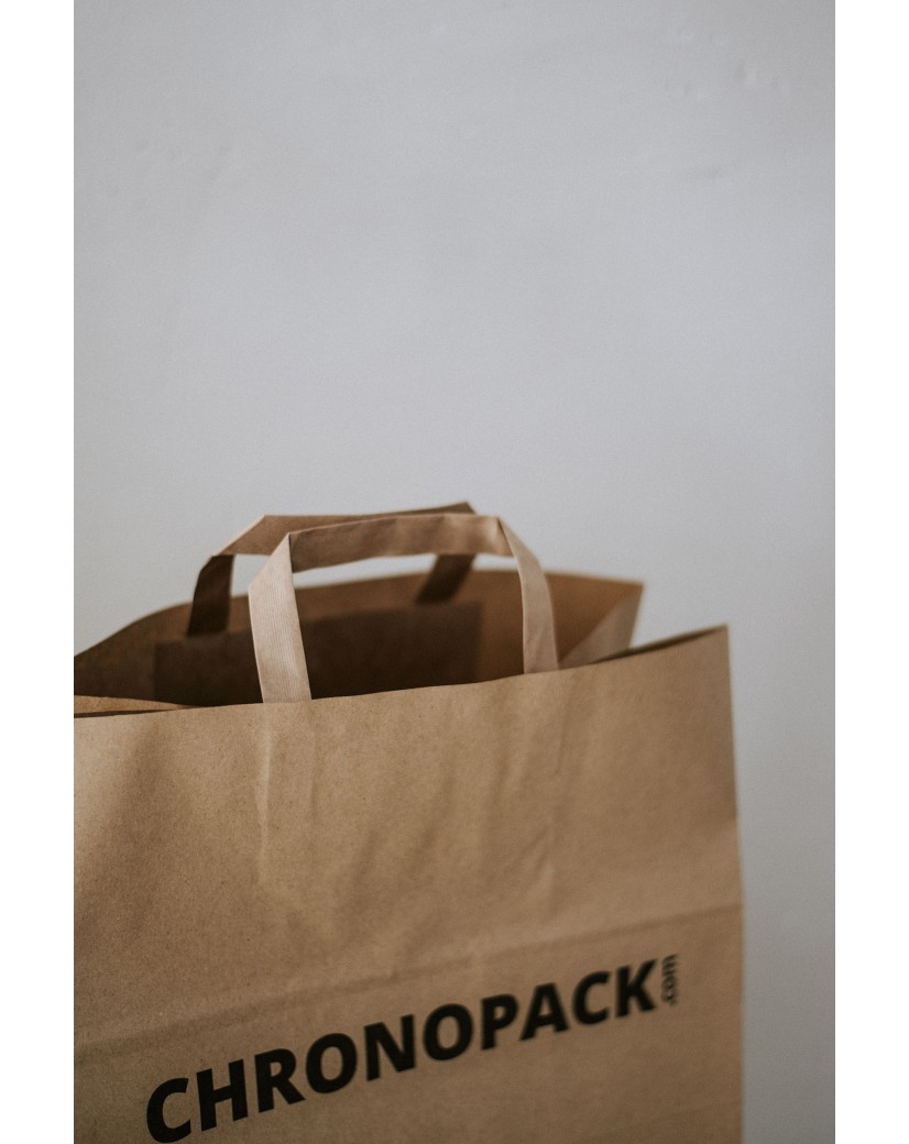 DRAAGTAS MET PLAT HANDVAT - KRAFT TAKEAWAY (32X21X33CM)