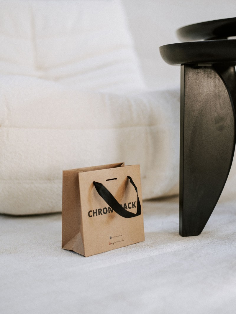 Luxury paper bags - Kraft XS - Ribbon handles