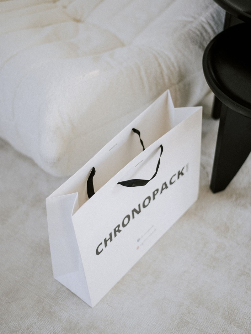 Bolsas de papel de lujo - Blanca L - Asas de cinta
