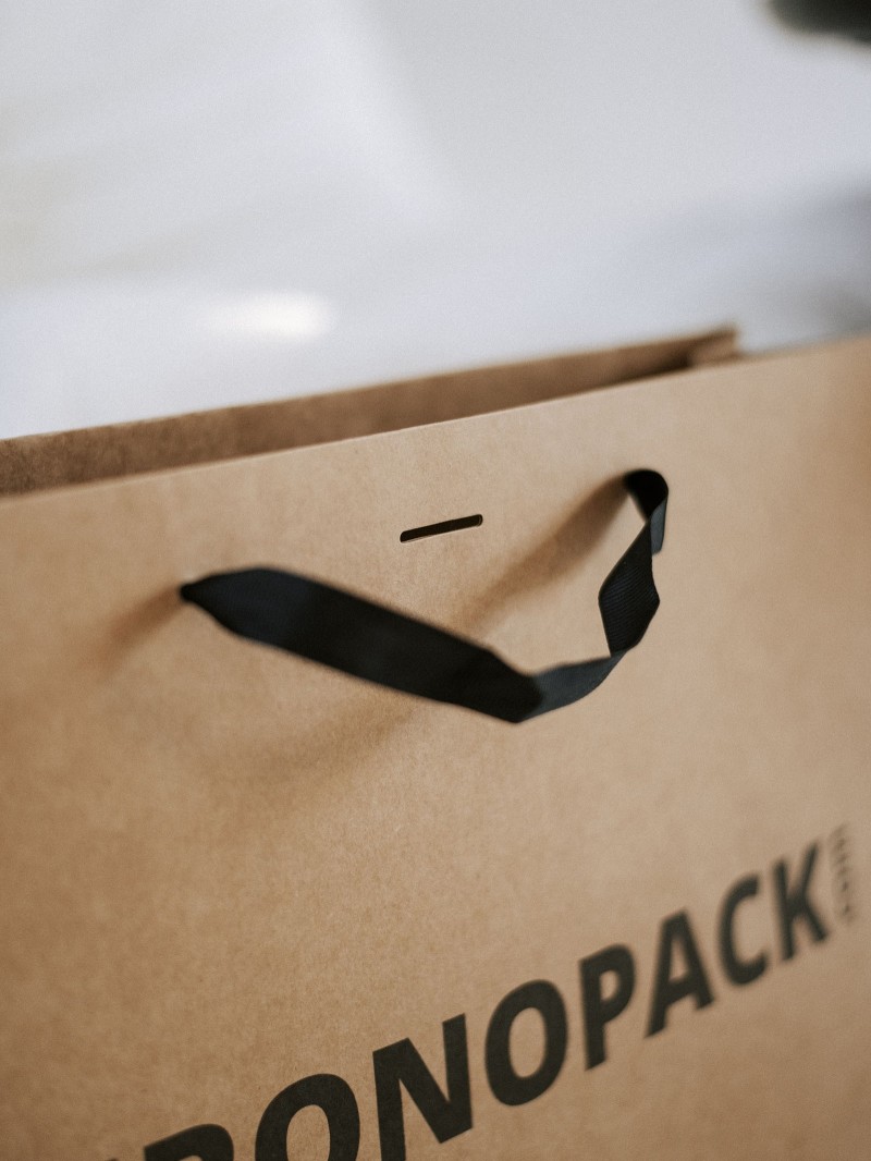 Luxe Papieren Tas - Handvat Zwart Lint - Kraft L