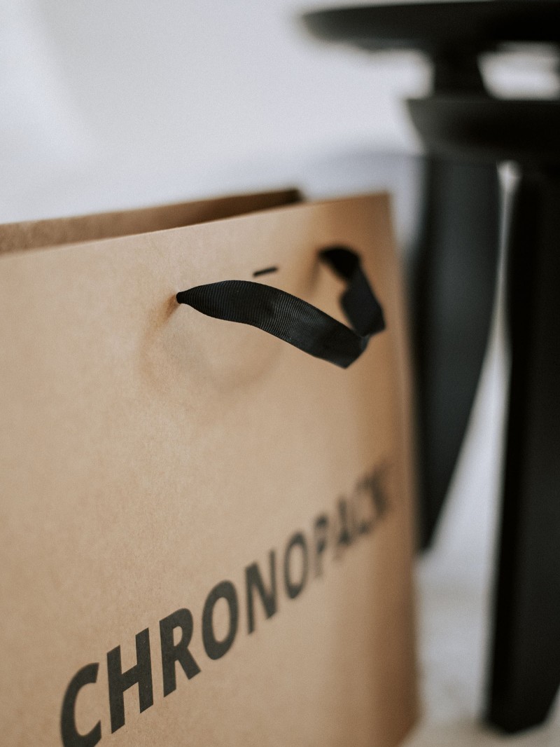 Luxe Papieren Tas - Handvat Zwart Lint - Kraft L