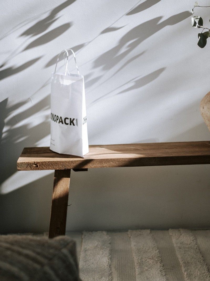 Sacs papier bateaux - Blanc S (33x10x24cm)