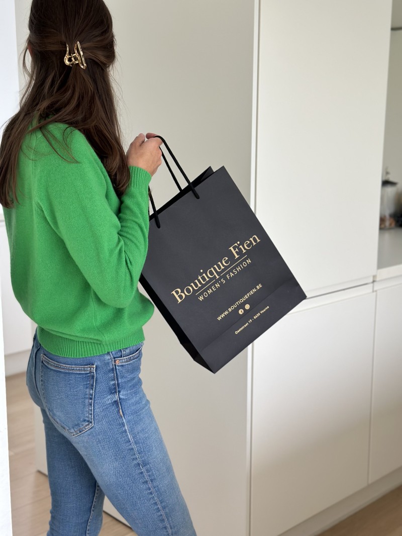 Luxury paper bags - Black M - Drawstring handles
