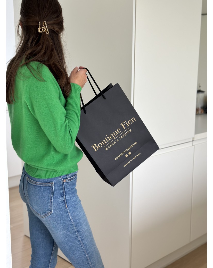 Luxury paper bags - Black M - Drawstring handles