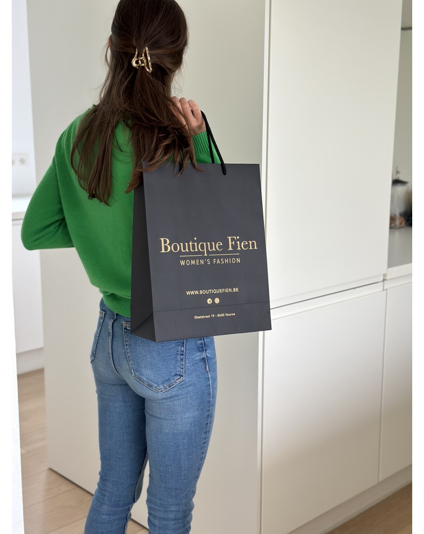 Luxury paper bags - Black M - Drawstring handles