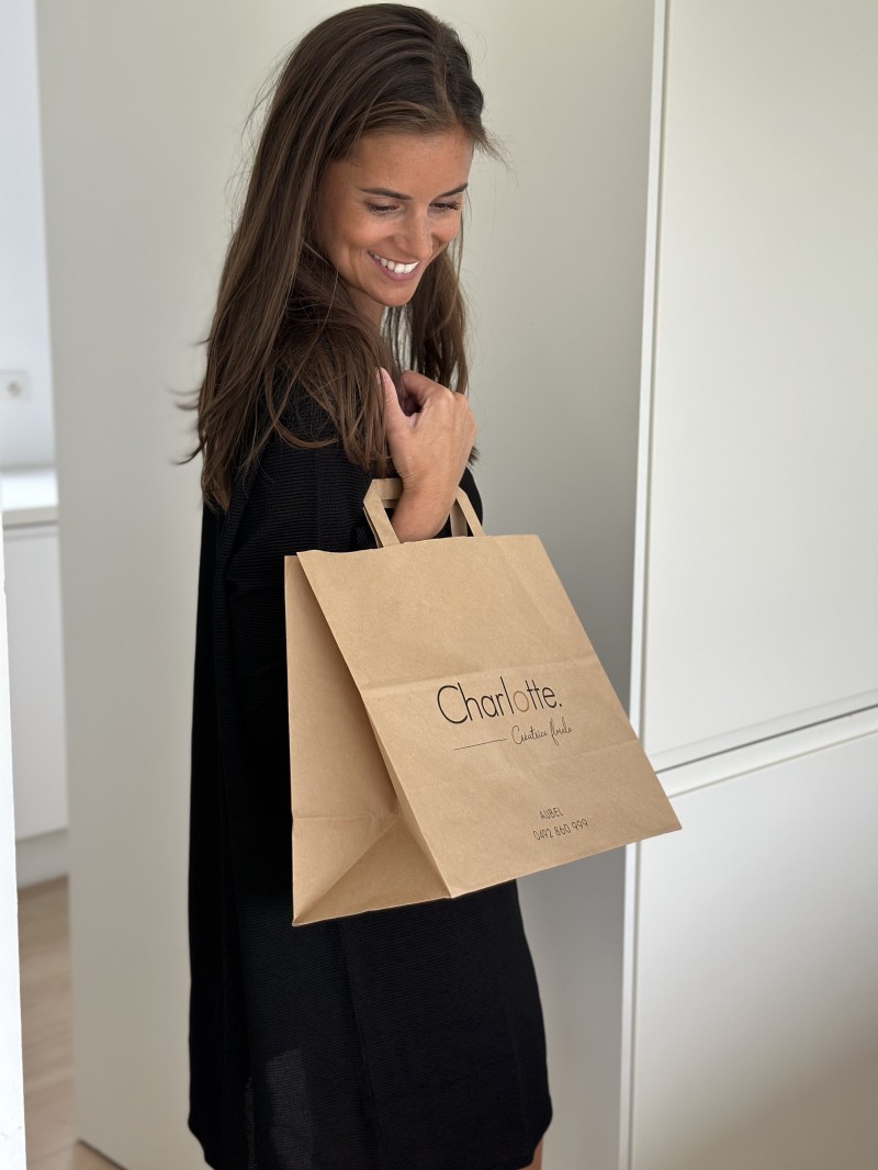 Customizable kraft paper bag 26x14x32cm from 70 EUR for 200 bags
