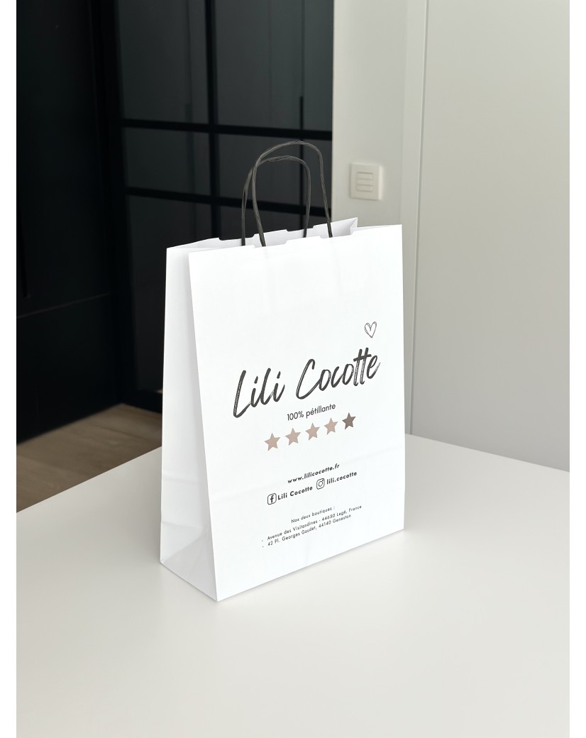 White Kraft Bag M – Black Handles & The Spotlight On Your Logo