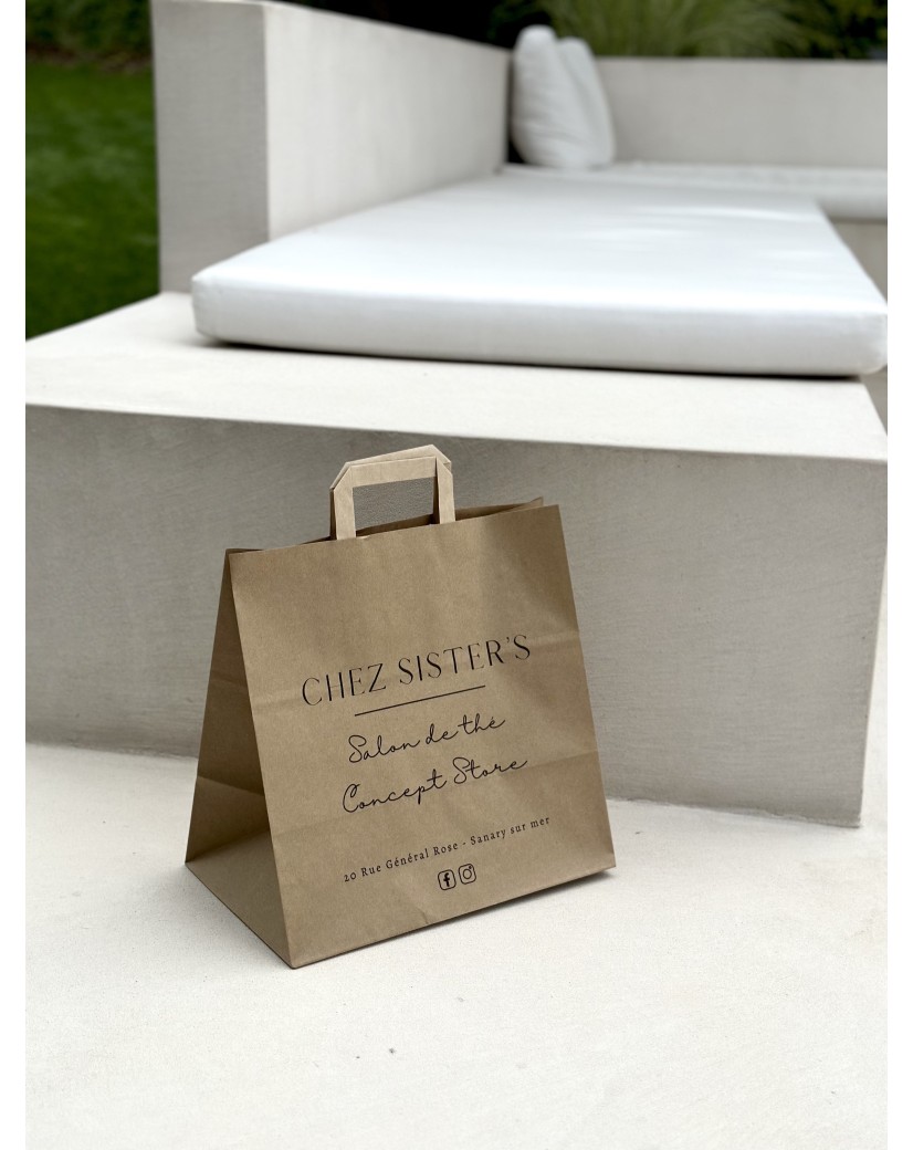 DRAAGTAS MET PLAT HANDVAT - KRAFT TAKEAWAY (32X21X33CM)