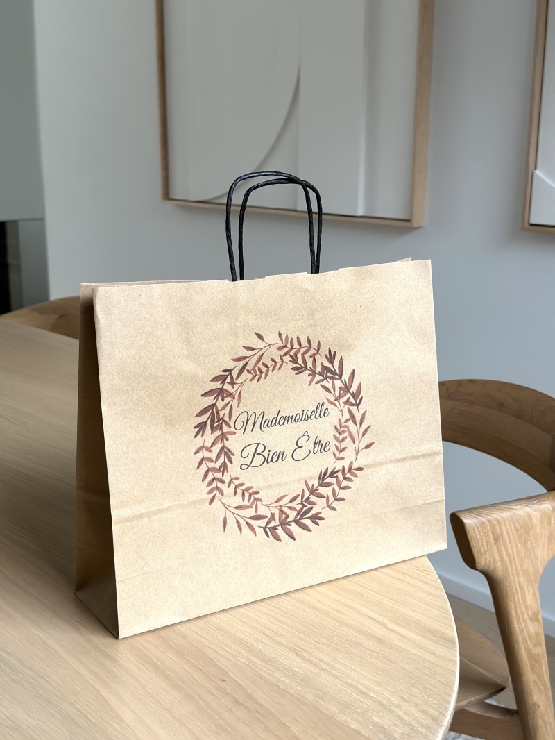 Kraft Bag M Horizontal Black Handles – Clean & Customizable