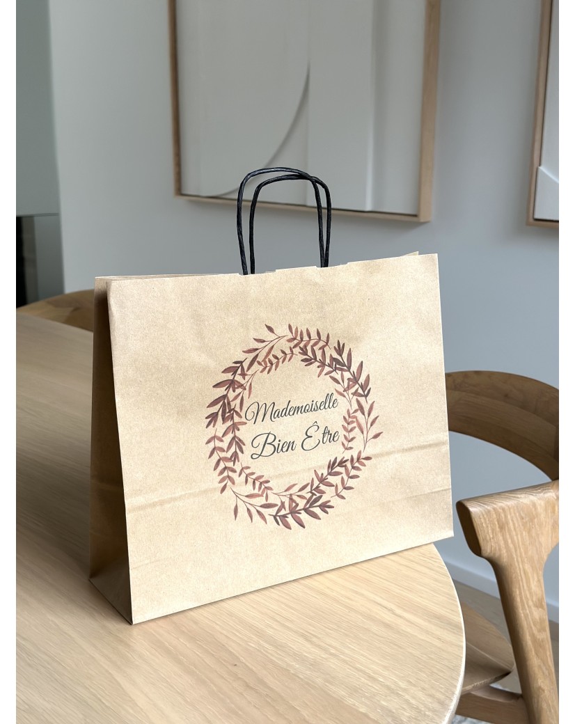 Kraft Bag M Horizontal Black Handles – Clean & Customizable