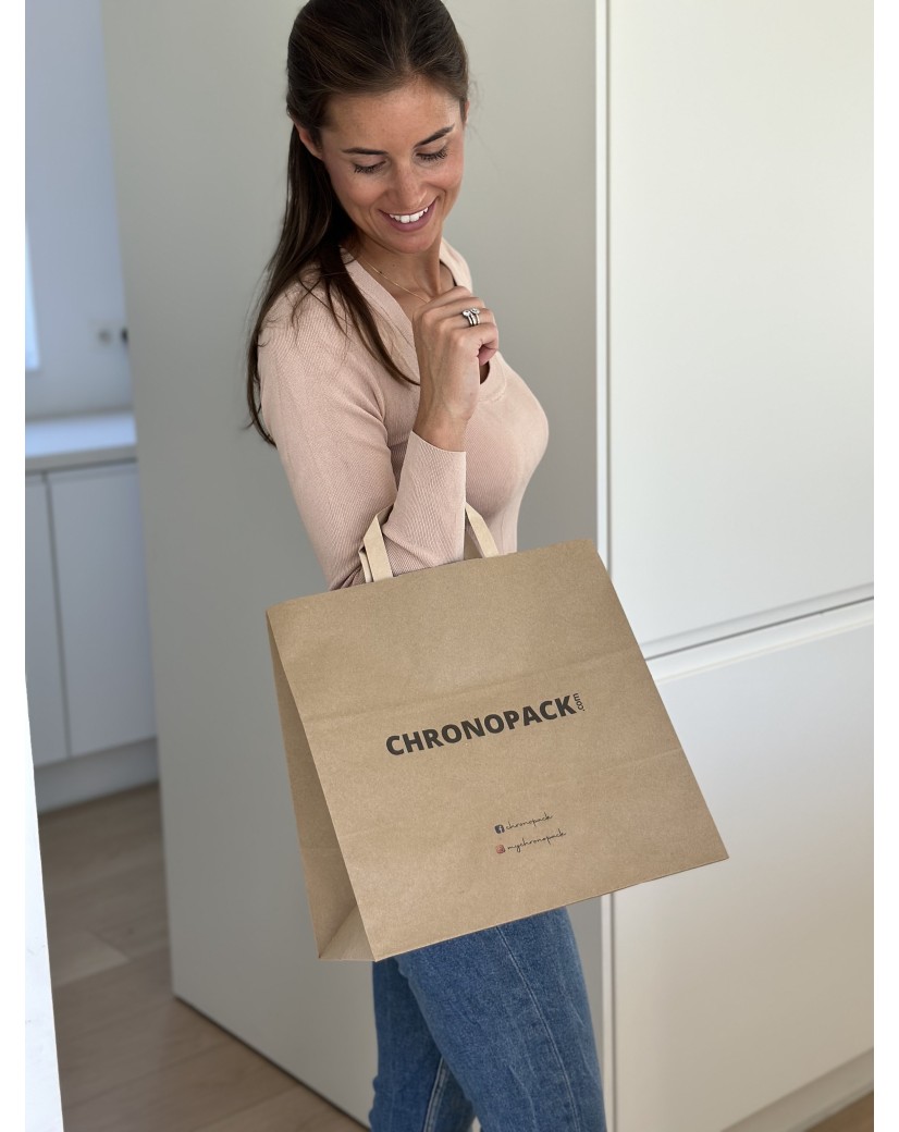 DRAAGTAS MET PLAT HANDVAT - KRAFT TAKEAWAY (32X21X33CM)