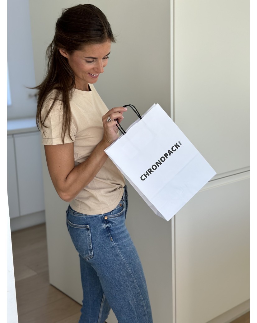 White Kraft Bag M – Black Handles & The Spotlight On Your Logo