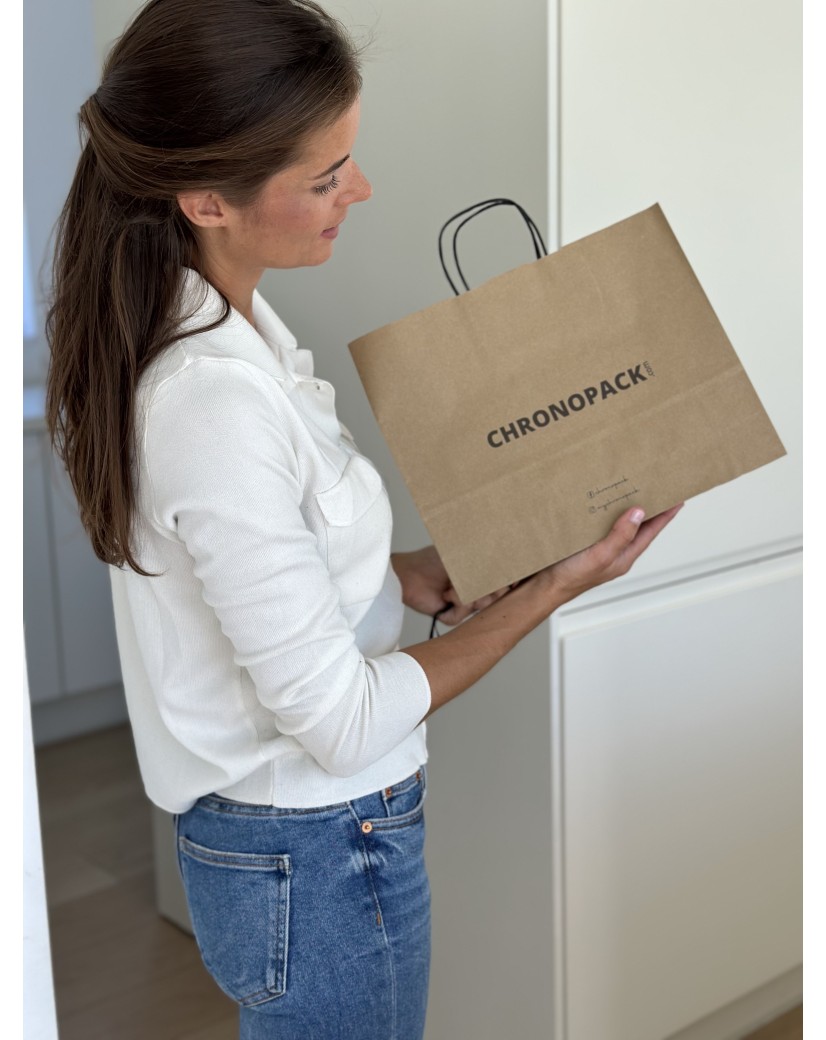 Kraft Bag M Horizontal Black Handles – Clean & Customizable