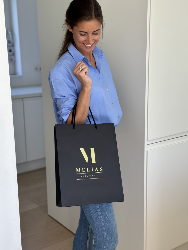 Luxury paper bags - Black M - Drawstring handles