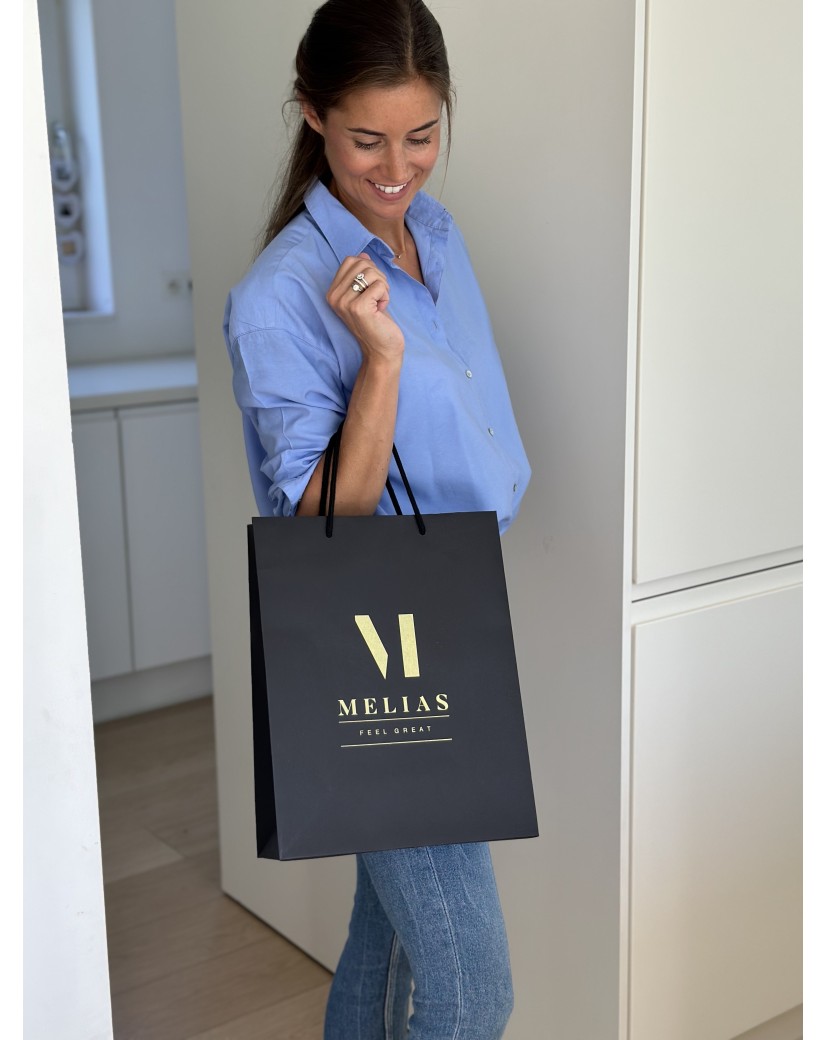 Luxury paper bags - Black M - Drawstring handles