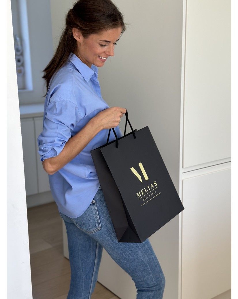 Luxury paper bags - Black M - Drawstring handles
