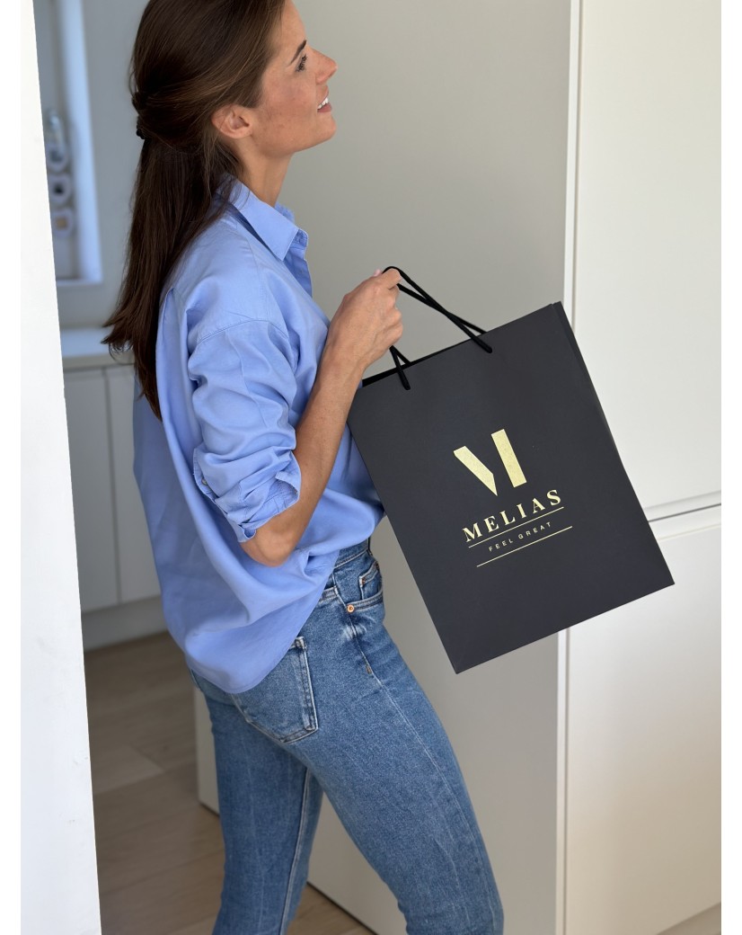 Luxury paper bags - Black M - Drawstring handles