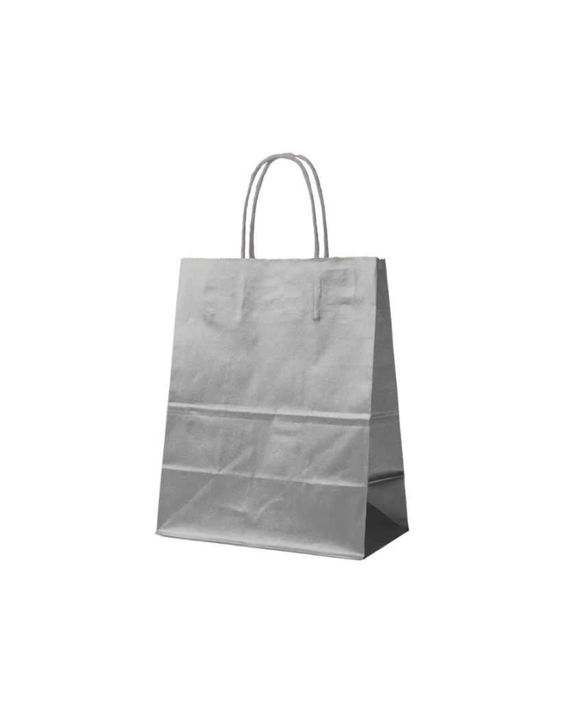 SAC PAPIER ARGENTÉ M (22x10x31cm)