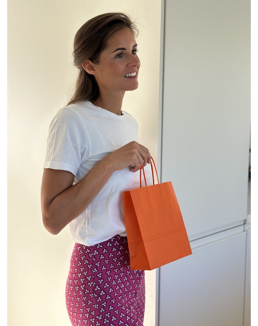Sacs papier - Orange S (18x8x22cm)