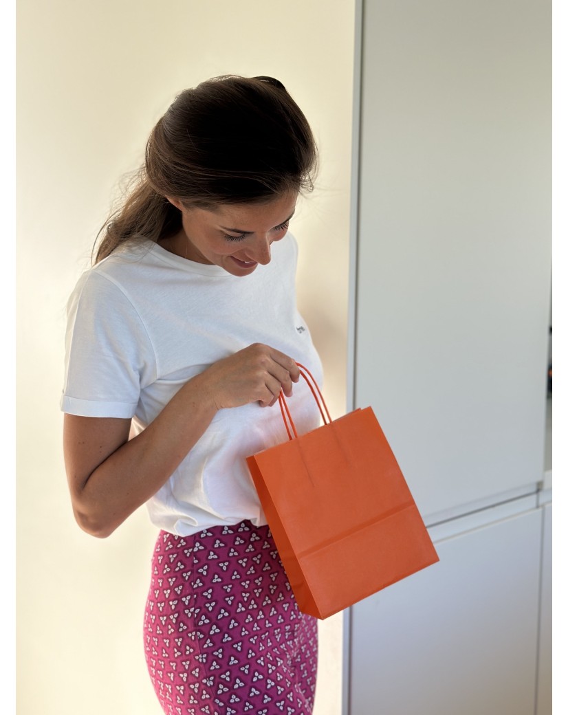 Sacs papier - Orange S (18x8x22cm)