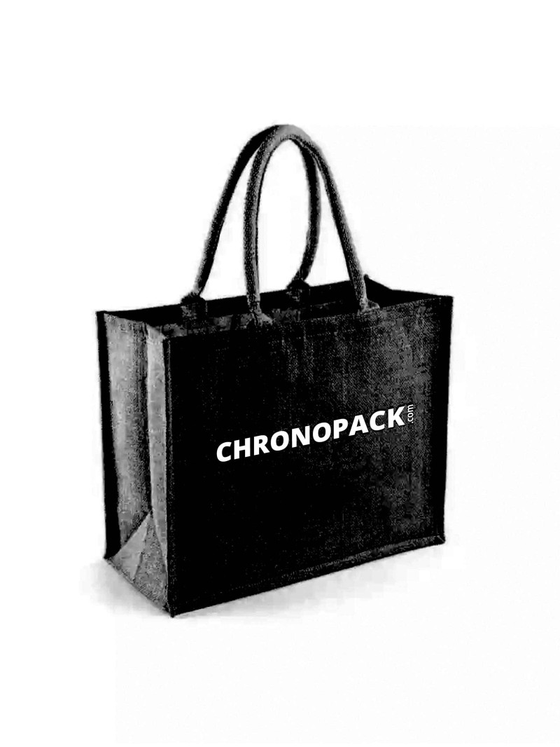 Black burlap bags customized with your logo - Order now