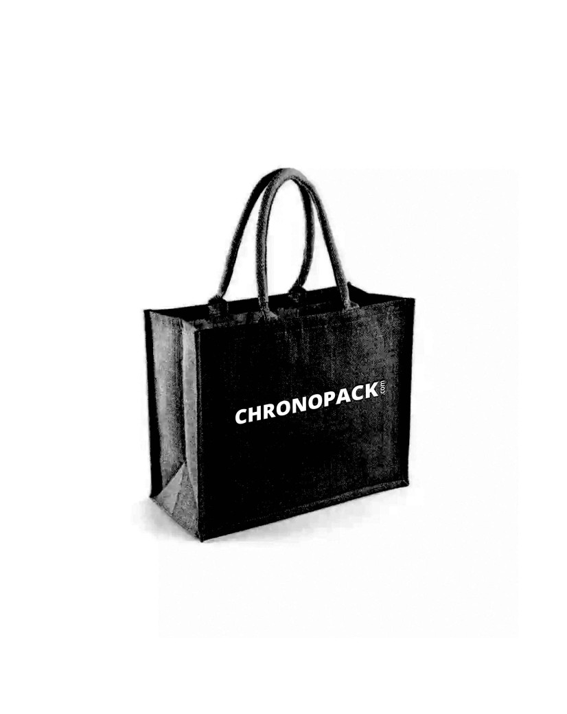 Sacs en toile de jute noir personnalisés avec votre logo - Commandez maintenant