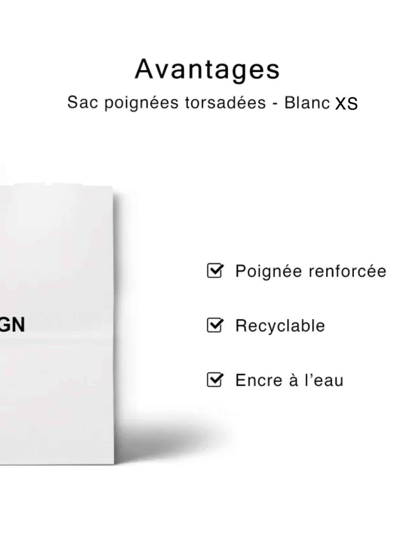 Bolsas de asas retorcidas – Blanco XS (14x8x21cm)