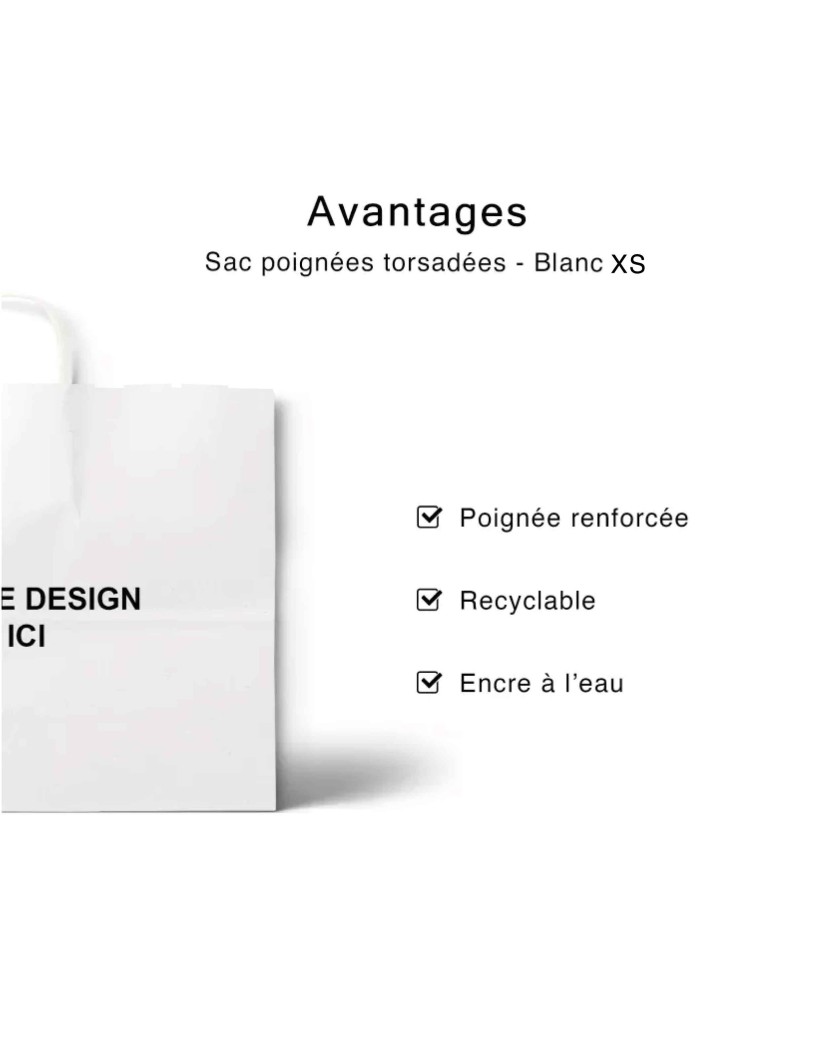 Bolsas de asas retorcidas – Blanco XS (14x8x21cm)