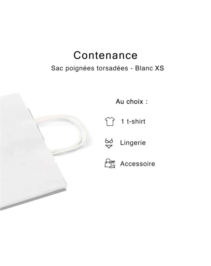 Bolsas de asas retorcidas – Blanco XS (14x8x21cm)
