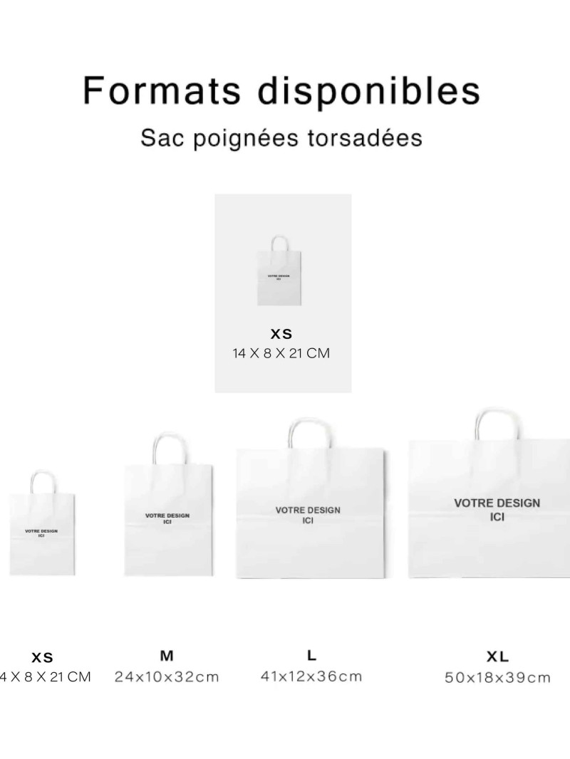 Bolsas de asas retorcidas – Blanco XS (14x8x21cm)