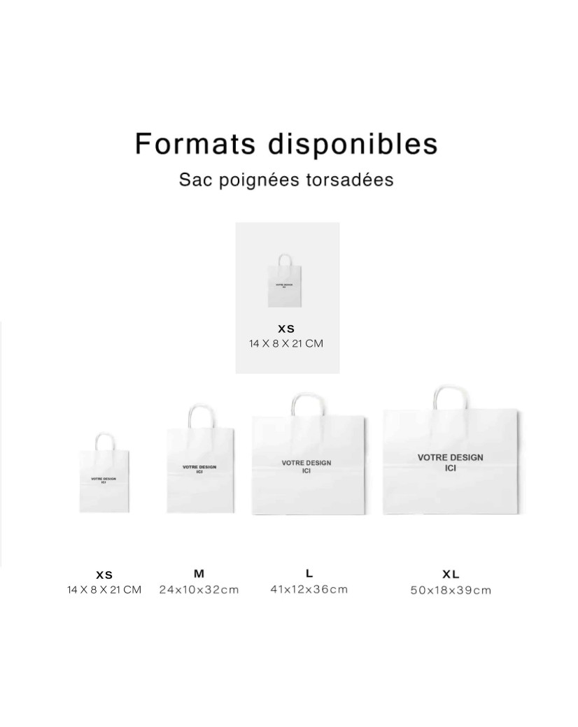 Bolsas de asas retorcidas – Blanco XS (14x8x21cm)