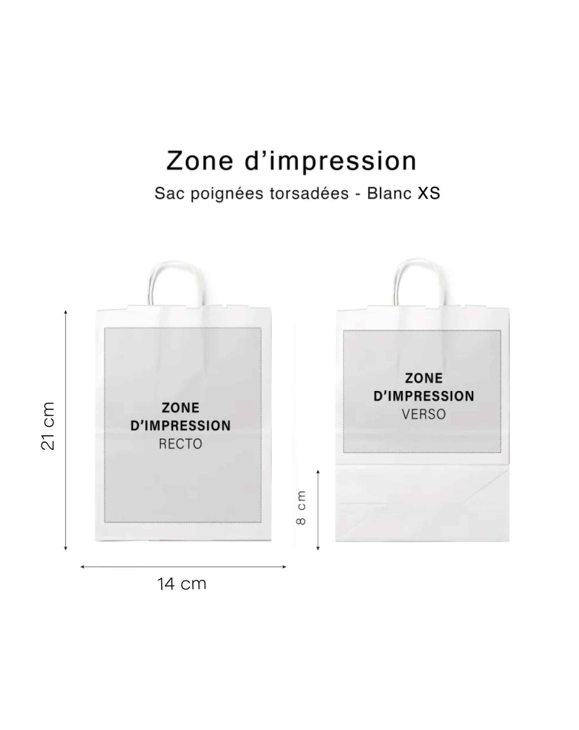 Taschen mit gedrehten Griffen – Weiß XS (14x8x21cm)