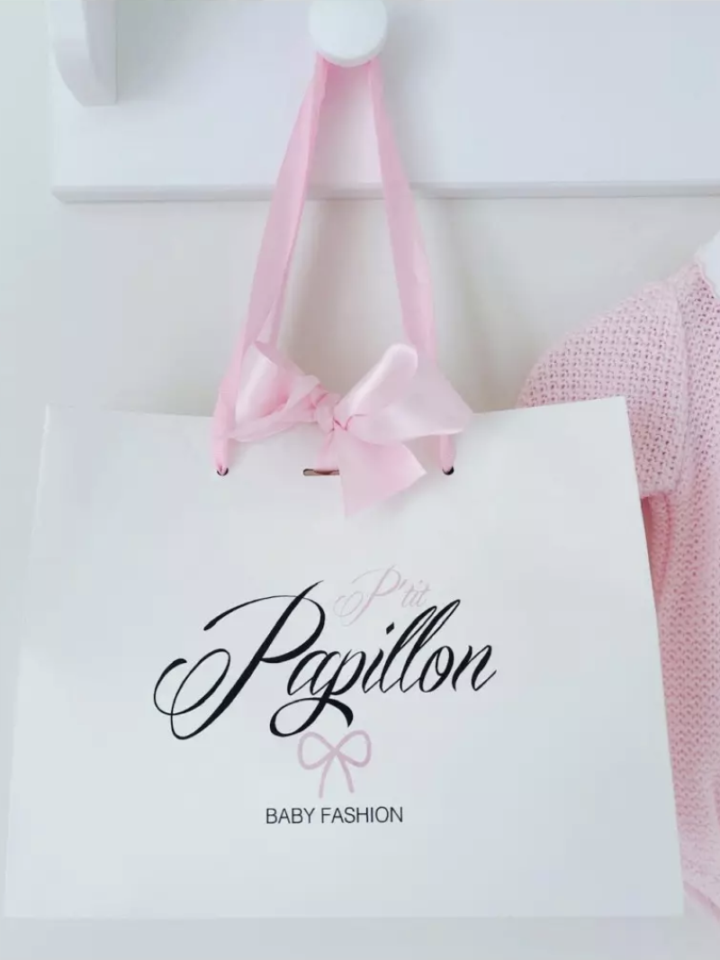 Bolsas de papel de lujo - Blanco M - Asas de cinta