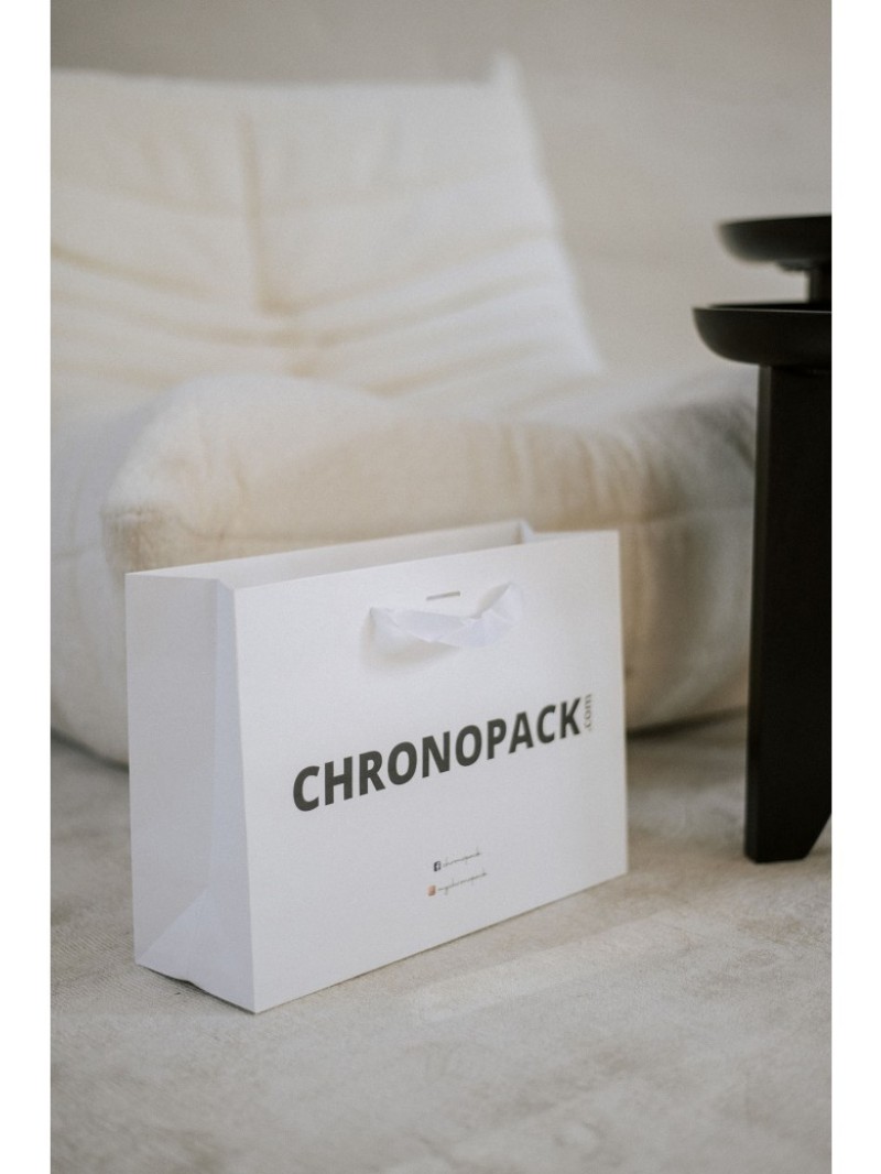 Luxury paper bags - White M - Ribbon handles