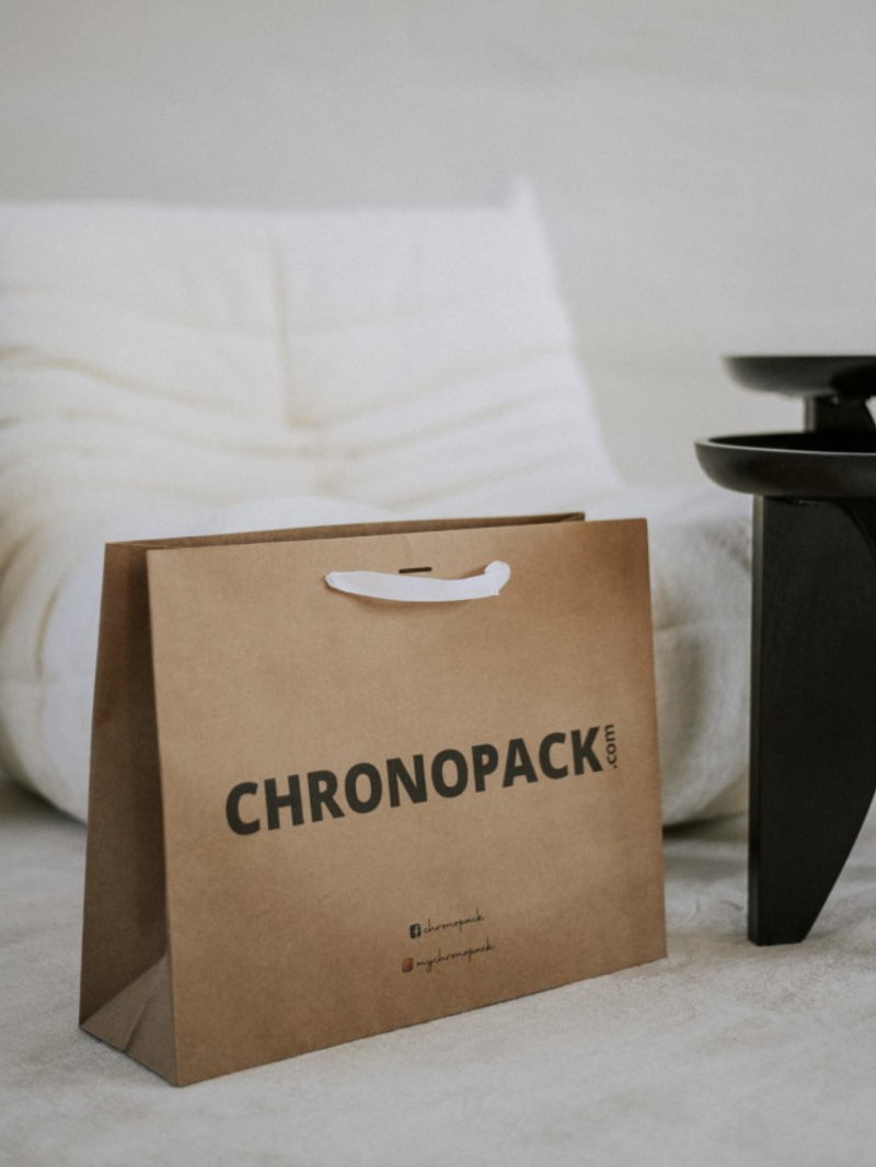 Luxe Papieren Tas - Handvat Zwart Lint - Kraft L