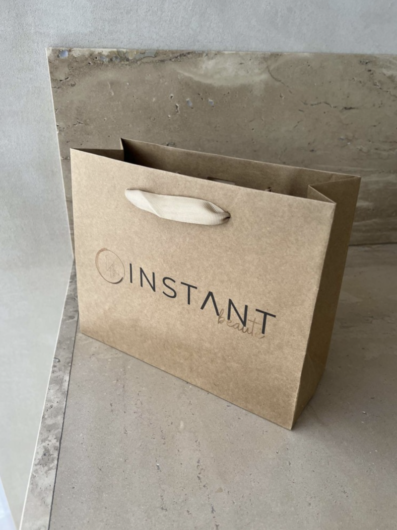 Luxury paper bags - Kraft S - Ribbon handles