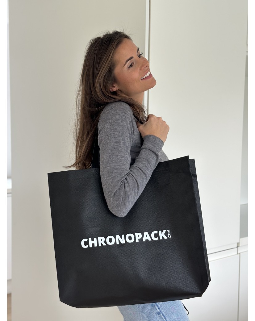 Bolsa de tela negra personalizada, barata y ecológica