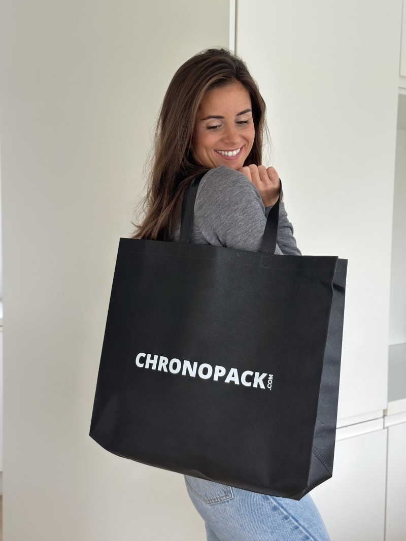 Bolsa de tela negra personalizada, barata y ecológica