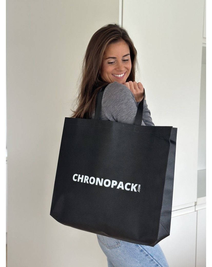 Bolsa de tela negra personalizada, barata y ecológica