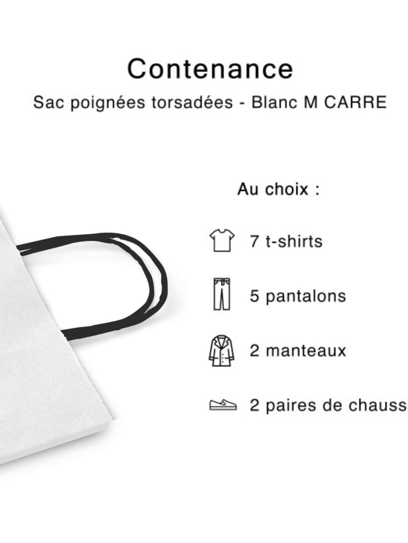 Black twisted handle bags - White M SQUARE (30,5x17x34cm)