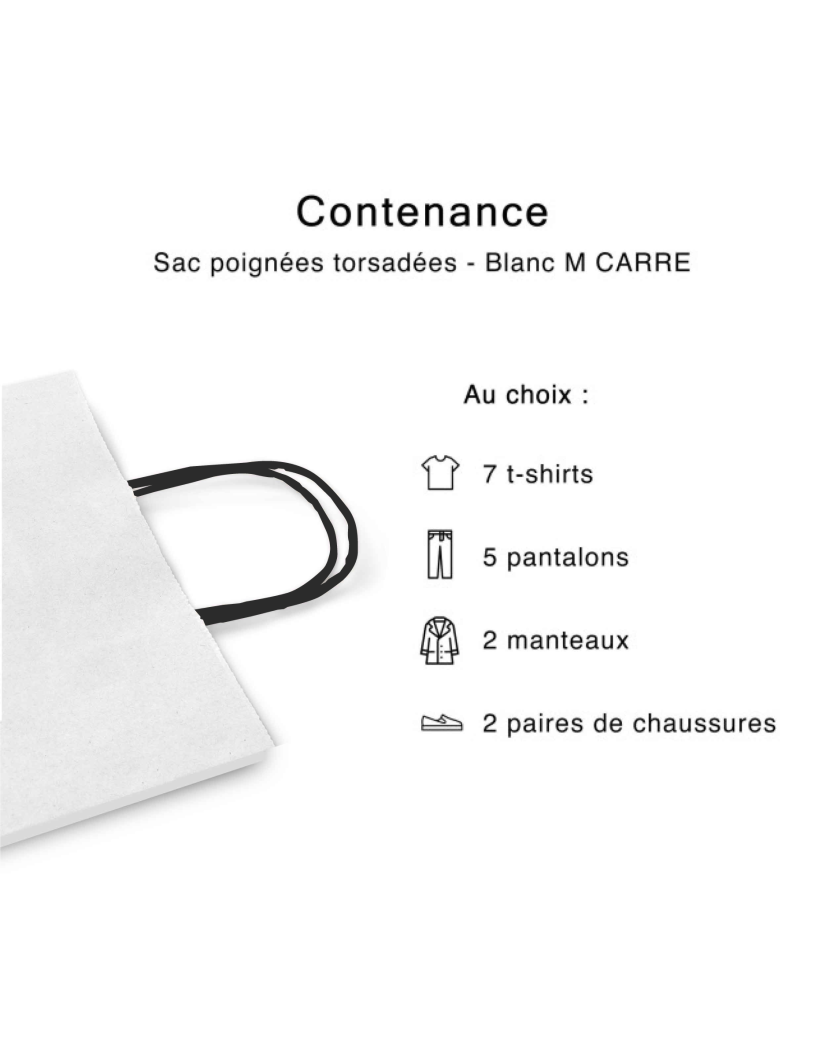 Black twisted handle bags - White M SQUARE (30,5x17x34cm)