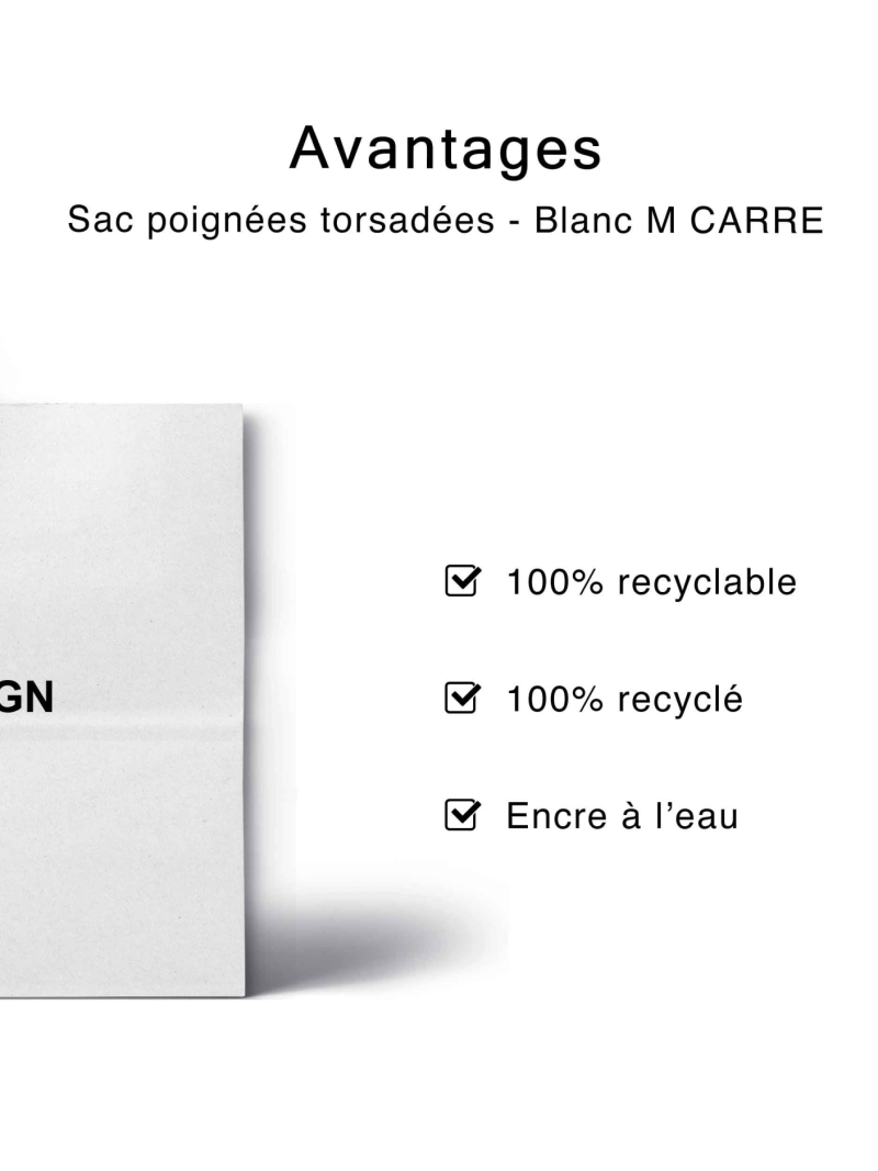 Black twisted handle bags - White M SQUARE (30,5x17x34cm)